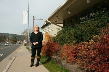 Lori Lomas, an insurance agent with Feather Financial in Quincy, California, has noticed that her clients in San Francisco have many more health carrier options than her mountain neighbors. (Photo by Pauline Bartolone/Capital Public Radio).