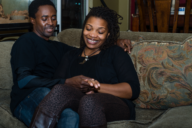Arthur and Kairis Chiaji in their living room at their house in Sacramento, California on Thursday, December 11, 2014.  Even though there was a mix up with their application through Covered California, the Chiaji’s say the hassle is worth it (Photo by Heidi de Marco/KHN).