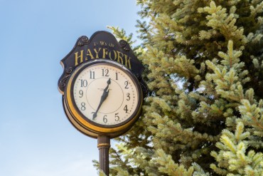 Dr. Earl Mercill was honored for his years of service with a 13-foot town clock on Main Street (Photo by Heidi de Marco/KHN).