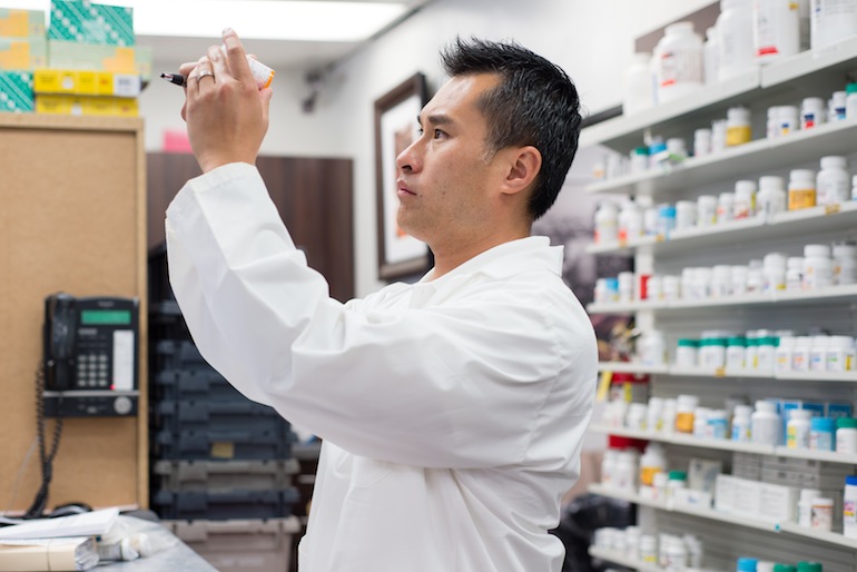 Ken Thai, part-owner and manager of the El Monte Pharmacy Group, says he is excited about the new regulation that will allow him to directly prescribe birth control in his pharmacies in California (Photo by Heidi de Marco/KHN).