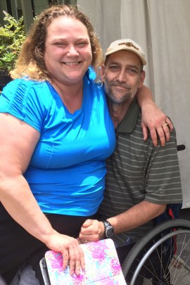 Lesley Young testified that she has driven a 100 miles to try to find a pharmacy that would fill painkiller prescriptions for her husband Chris. (Photo by Jessica Palombo/For KHN)