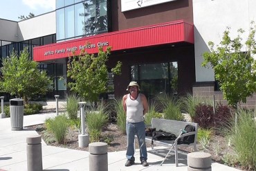 New Medicaid recipient Marty Rieger of Lakewood, Colo. stands outside the new clinic where he gets care. In the Colorado county where Rieger lives, a record number of uninsured have received care over the last two years. (Photo by Katie Kerwin McCrimmon, Health News Colorado)