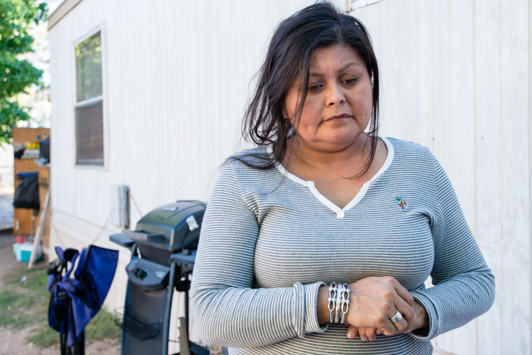 Rochelle Jake, 45, at her home in Albuquerque, New Mexico on Monday, August 3, 2015. As a member of the Navajo tribe, Jake says she thought the Indian Health Service should be responsible for her health care, not Obamacare (Photo by Heidi de Marco/KHN).