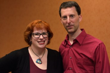 Kate and Scott Savett, of Allentown, PA, at an event of the Greater Delaware Valley chapter of the National MS Society, in Philadelphia, PA. (Photo by Bastiaan Slabbers for NPR)