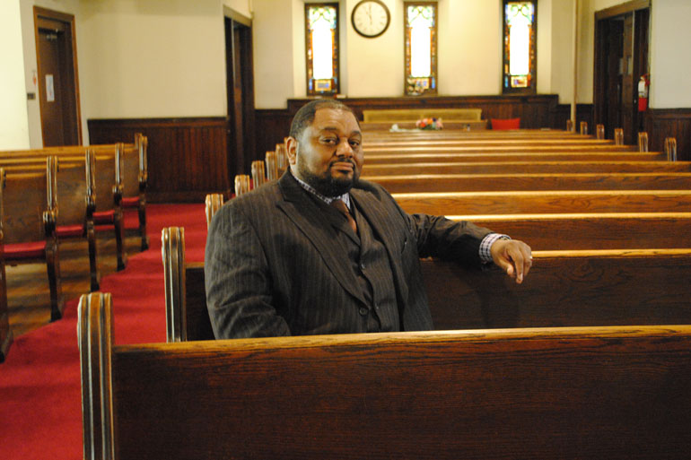 Derrick DeWitt is the pastor of First Mount Calvary on Fulton Avenue in Sandtown.