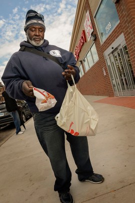 When the CVS was closed, 51-year-old Cornell West said he traveled to a different store, a 30-minute bus ride away. The re-opened pharmacy, where he gets insomnia medicine and cortisone cream, is 10 blocks from his house. (Doug Kapustin for KHN)