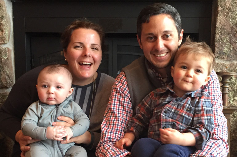 Because of concerns about Zika, Annie Tursi and her husband Brian are rethinking plans to try for a third child in 2016. Here with Oliver (2) and Arthur (6 months). (Courtesy Annie Tursi)