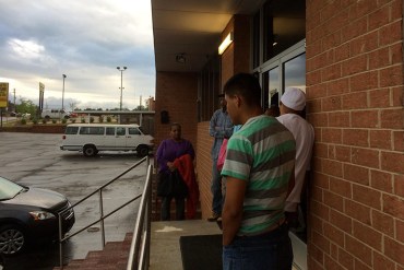 People line up outside Bethesda Health Center the one morning a week it takes new patients. (Michael Tomsic/WFAE)
