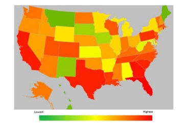 Distribution of opioid dependence diagnoses compared to other substance abuse and dependence diagnoses from 2007 to 2014.