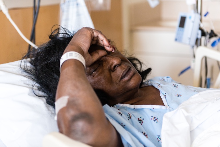 Lola Cal, 74, was hospitalized with pneumonia at the UCLA Medical Center in Santa Monica, California. Cal’s medical records showed she was taking 36 medications at the time she was admitted. (Heidi de Marco/KHN)