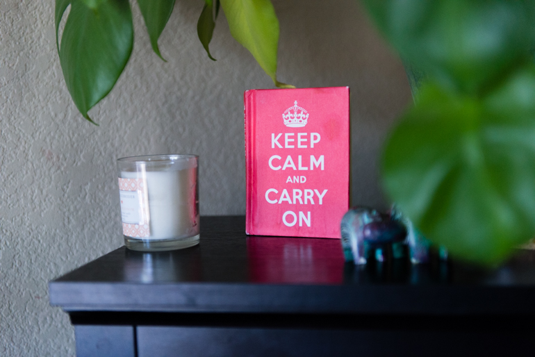 A meditation book sits on Jamie Hancock’s living room table. After her stroke, Hancock said she needs to find ways to calm herself down during stressful moments. (Heidi de Marco/KHN)