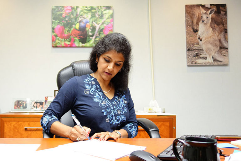 Dr. Lakshmi Sammarco, the coroner for Hamilton County, Ohio, worries about the paucity of information about how carfentanil, an animal drug, affects humans. (Jake Harper/Side Effects Public Media)