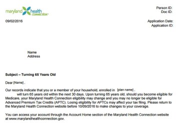 Maryland notifies beneficiaries nearing Medicare age about overlapping coverage.