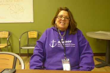 Donna Price, 57, has been a peer recovery specialist at Anchor for just over a year. She has been in recovery for heroin abuse for about 20 years, she said. Now, she’s one of the coaches who visits overdose patients at local emergency departments. (Shefali Luthra/KHN)
