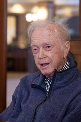 Brendan Wall, 87, a retired religion and philosophy teacher, (Jovelle Tamayo for KHN)
