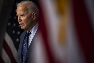 President Joe Biden speaks in the Eisenhower Executive Office Building