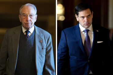 Two photos are shown side-by-side. The left is of Sen. Chuck Grassley. The right is of Sen. Marco Rubio.