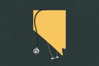 An illustration shows the state of Nevada against a dotted background. A stethoscope hangs over the state's shape.