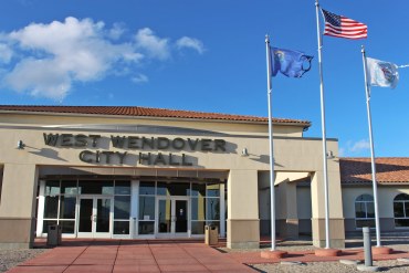A photo of the exterior of West Wendover City Hall.