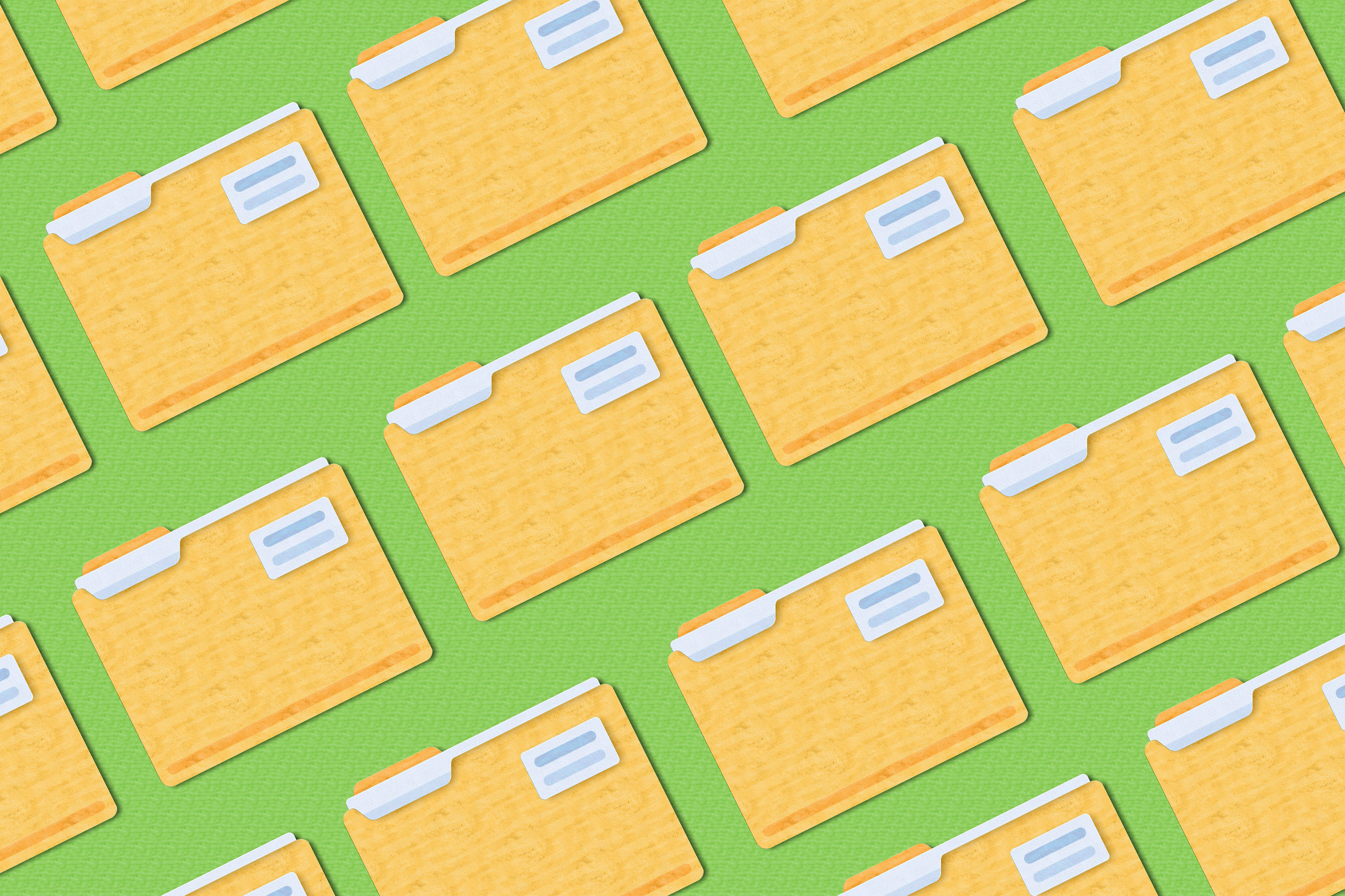 An illustration of file folders lying in a seamless pattern of rows.
