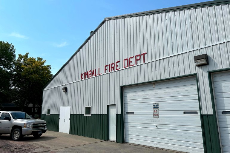 The exterior of a building with a sign that reads "Kimball Fire Dept".