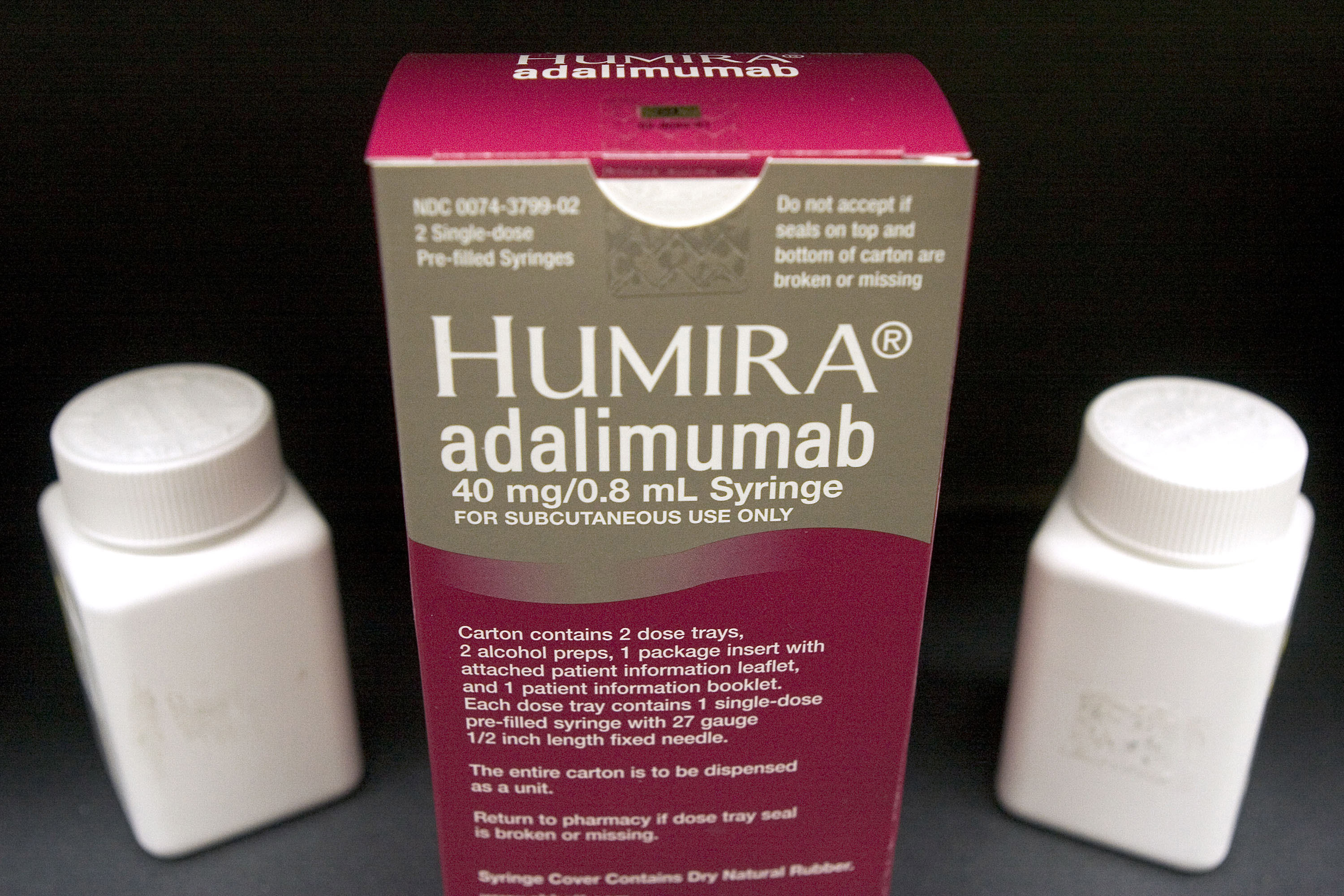 A box of the medication Humira.