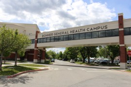 The exterior of the sky walkway for the Bonner General Health Campus.