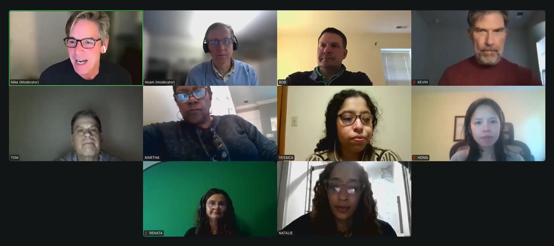 A photo of several people on a Zoom video call.