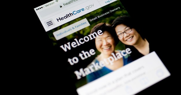 A photo of the HealthCare.gov website pulled up on an iPhone.