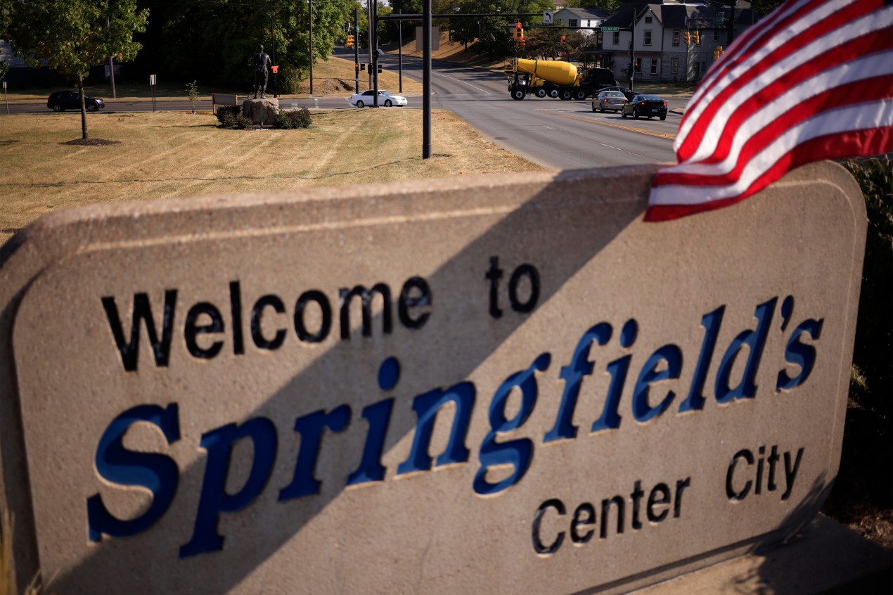 A photo of a sign that reads "Welcome to Springfield's Center City."