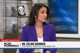 A still from a broadcast of Céline Gounder on CBS News.