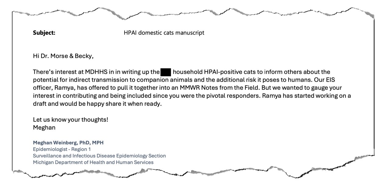 CDC Meddling – Bird Flu Cats Email Tear