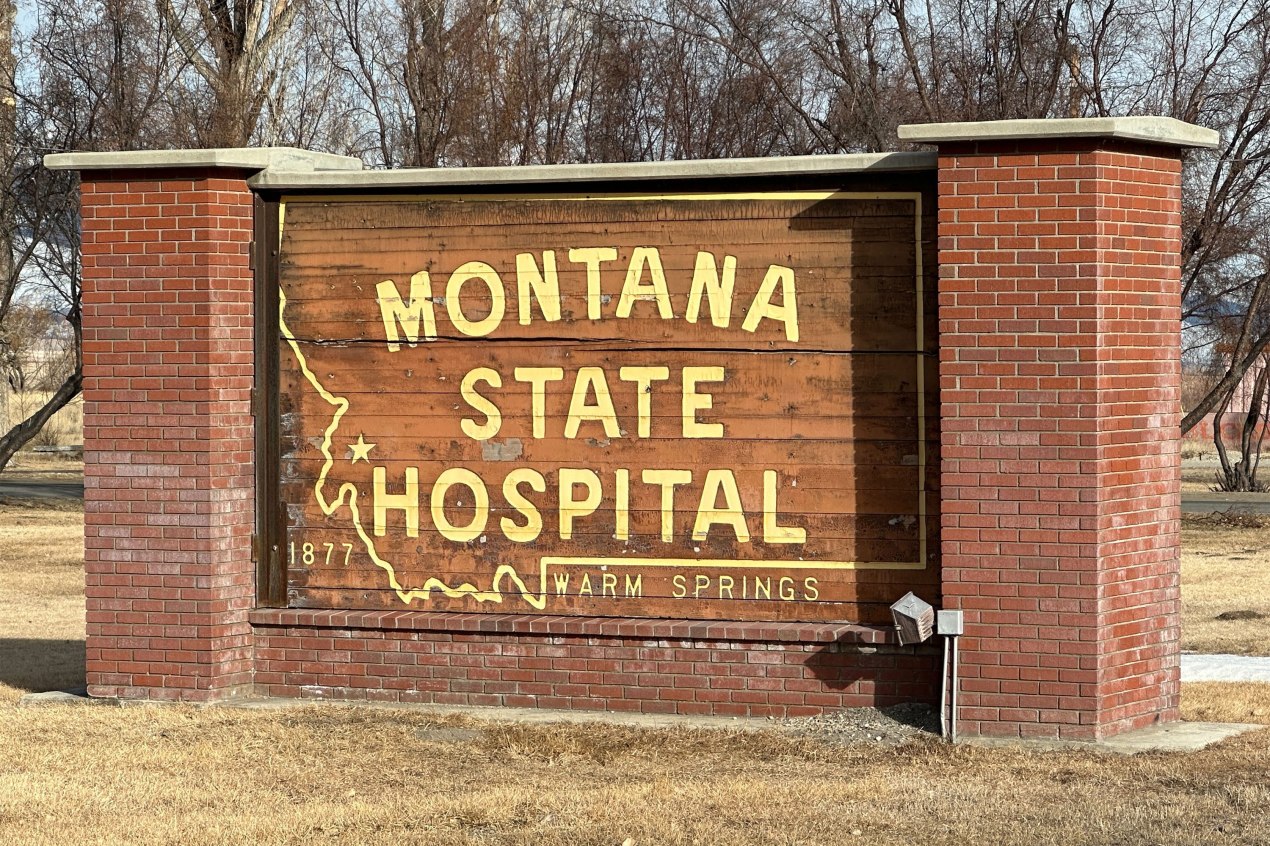 A photo of a sign that reads, "Montana State Hospital — Warm Springs."