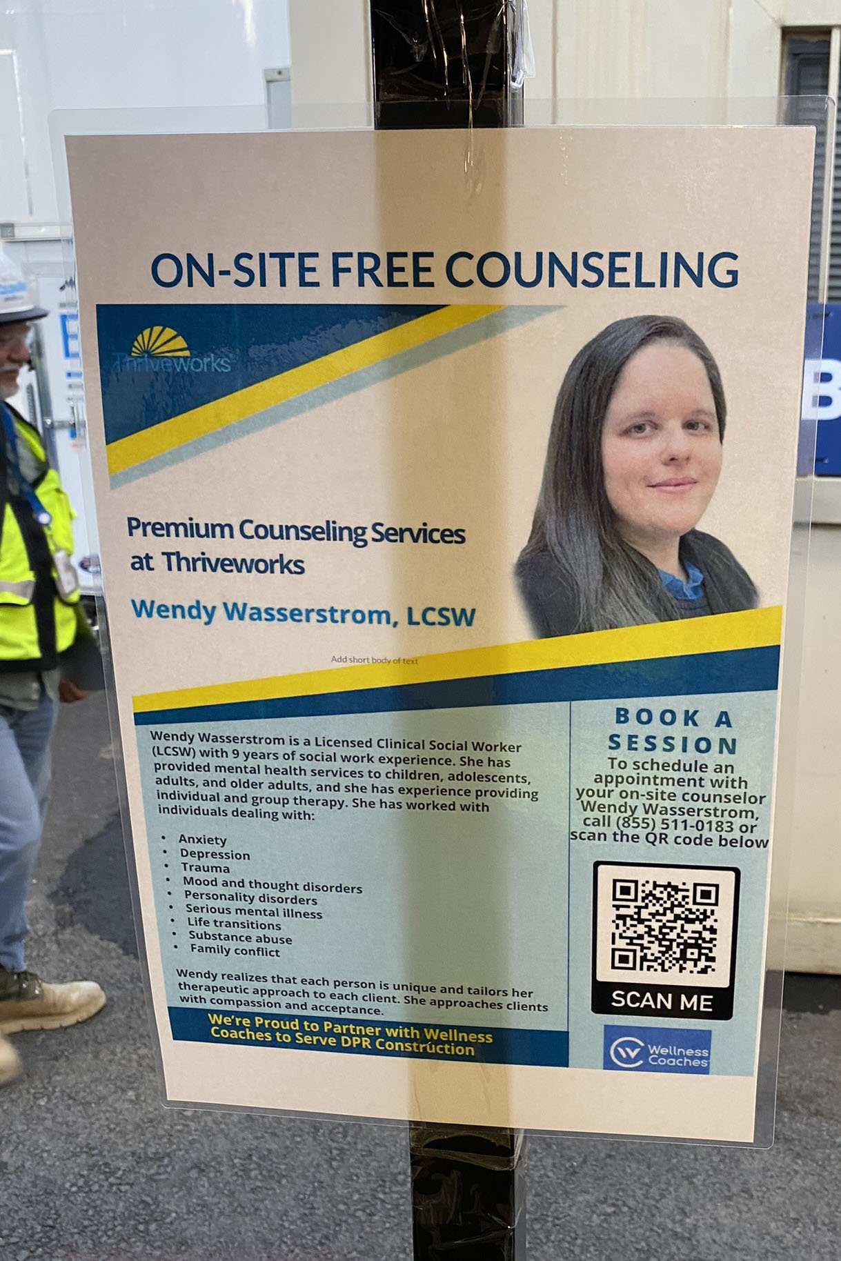 A photo of a flyer for mental health counseling.