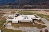 An aerial view of the wreckage at Unicoi County Hospital after it flooded.