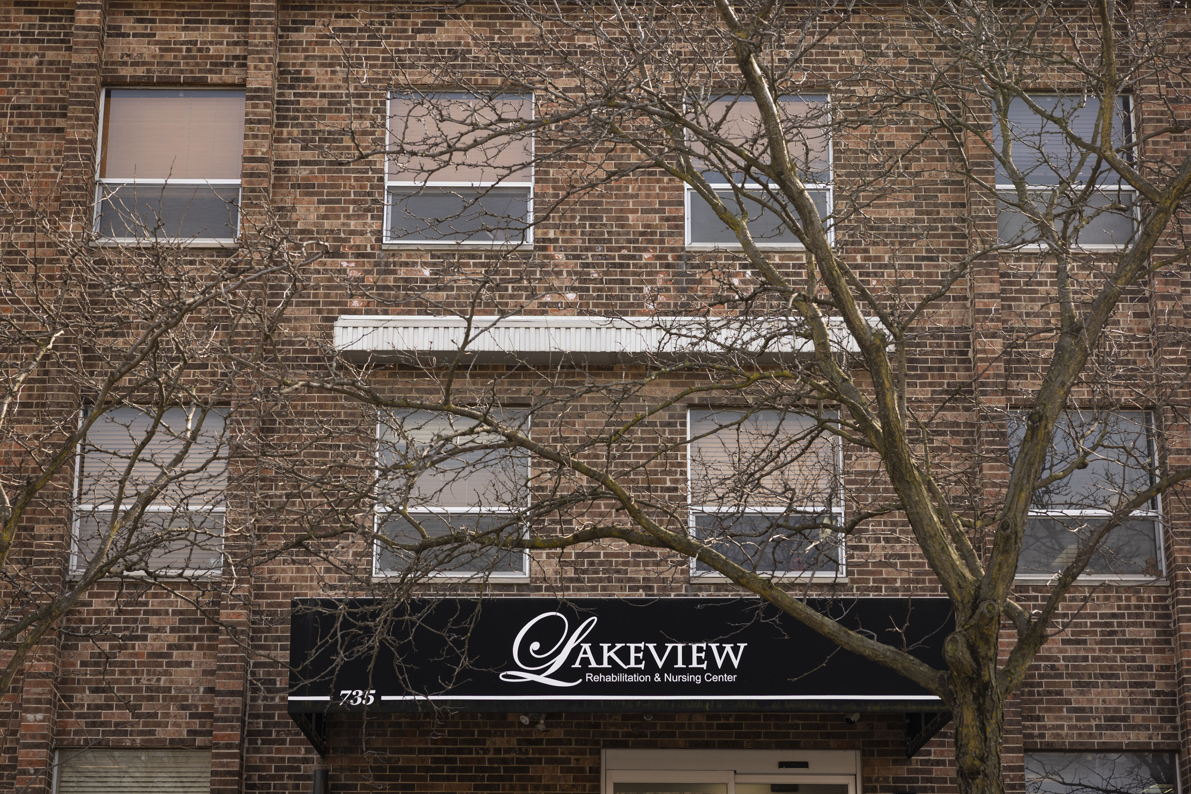 The exterior of a brick building with a sign that says "Lakeview Rehabilitation & Nursing Center"