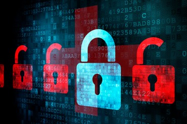 Security concept: Lock on digital screen