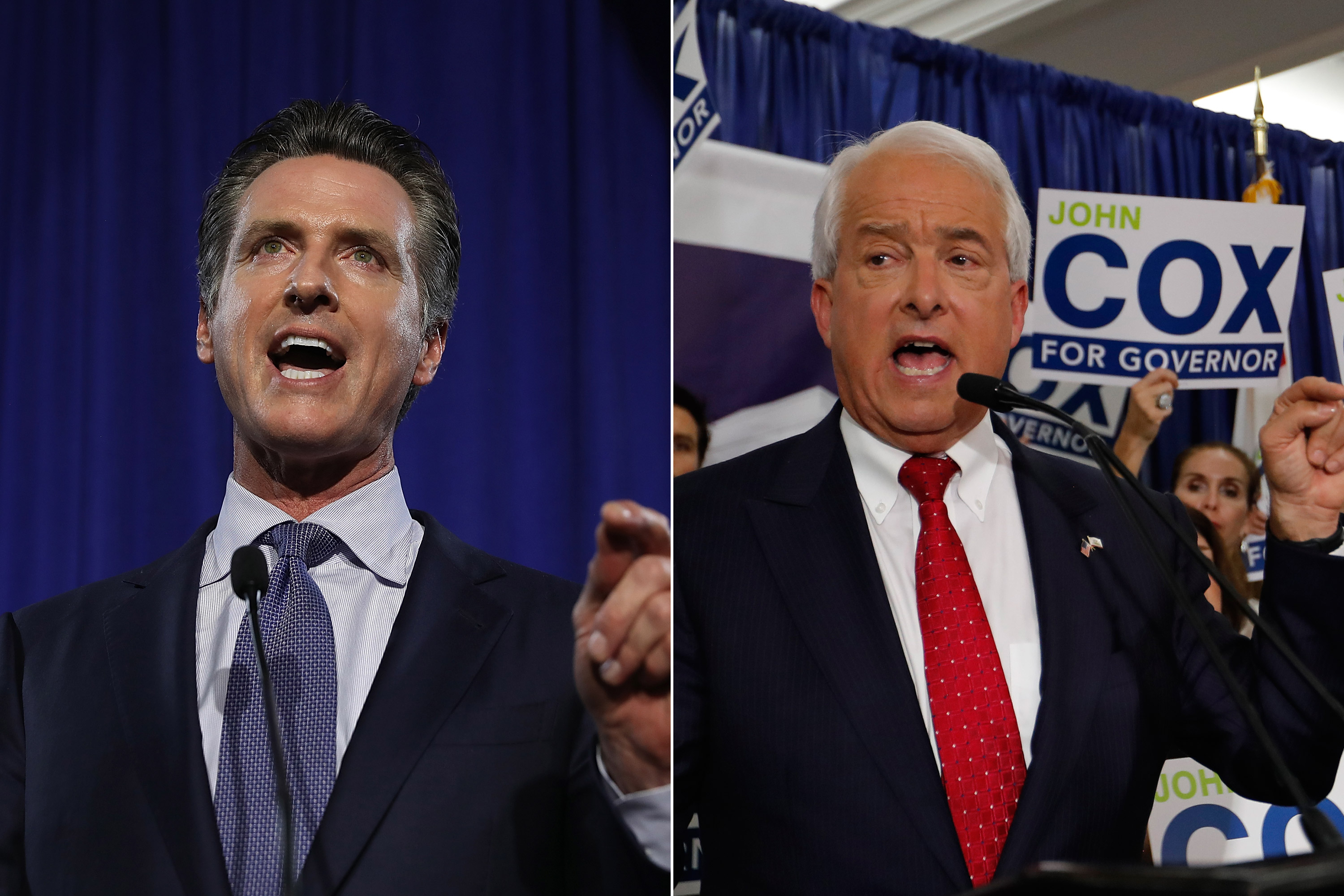 Gavin Newsom and John Cox