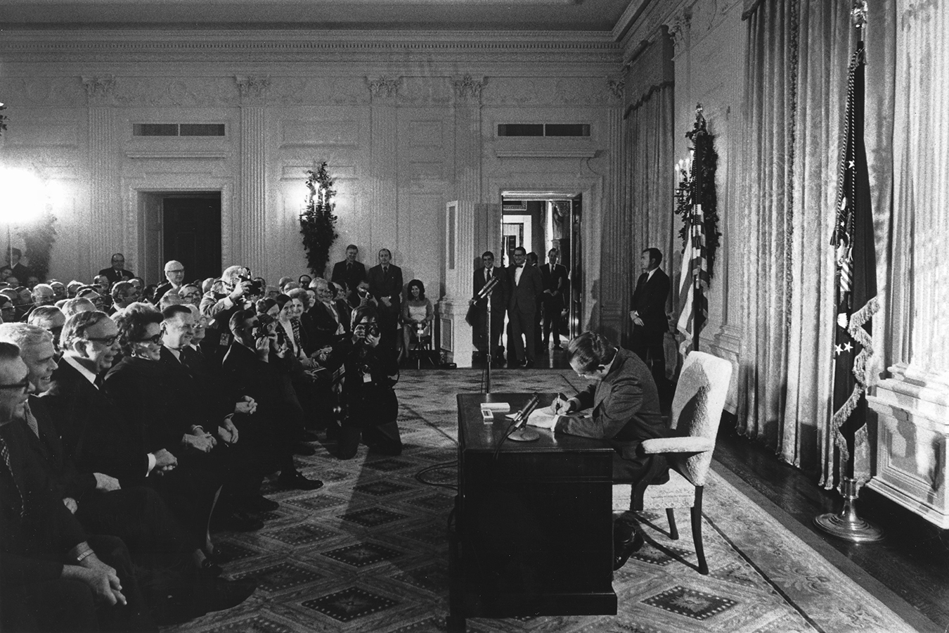 President Richard Nixon signs the National Cancer Act on December 23, 1971.