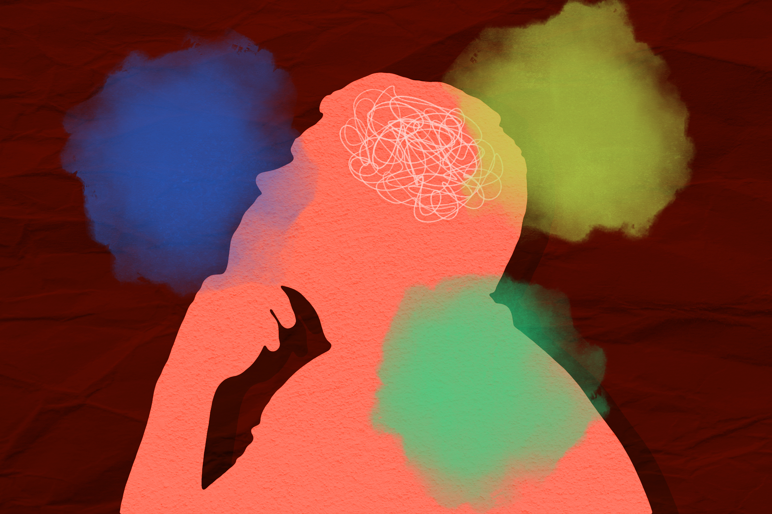 An illustration of a man's silhouette pondering several options.