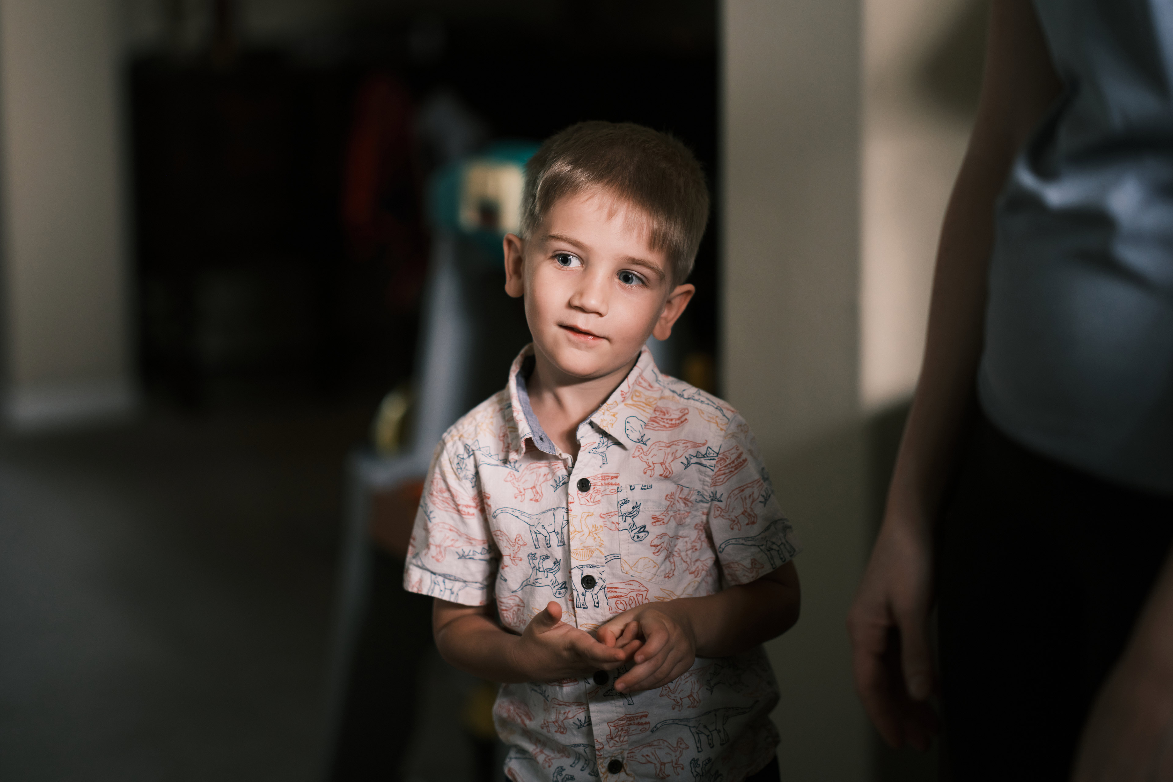 A photo of a 5-year-old boy indoors.