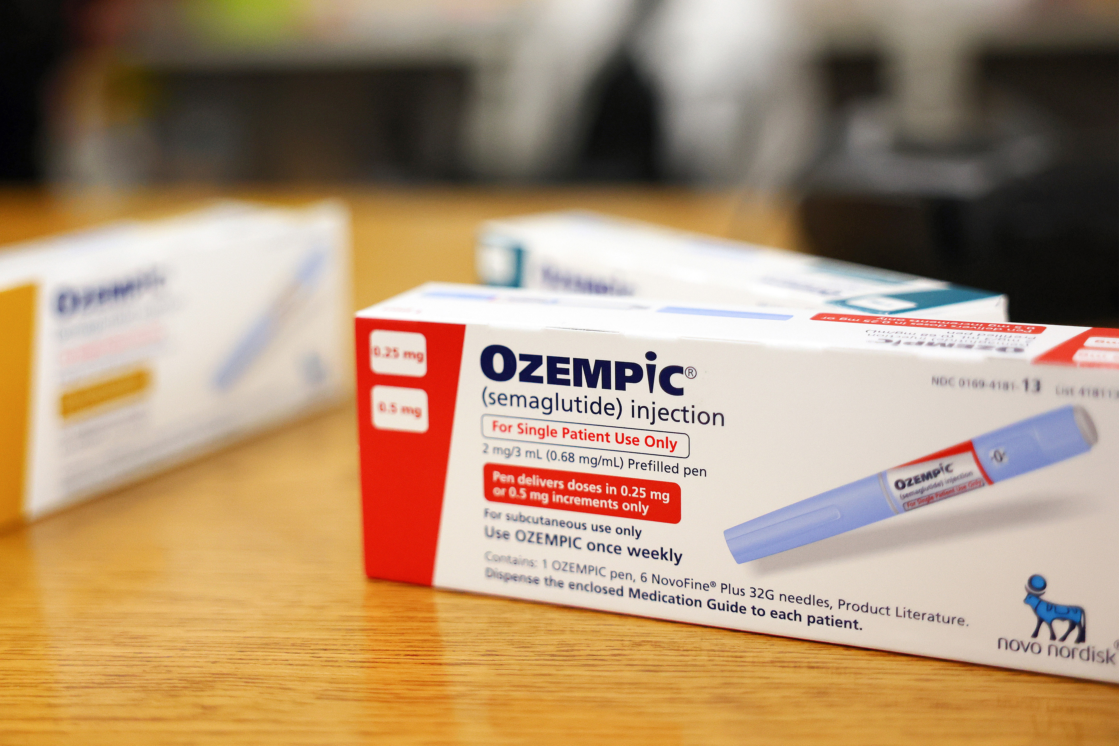 A photo of boxes of Ozempic.