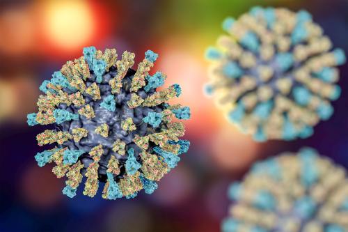An illustration of the measles virus.