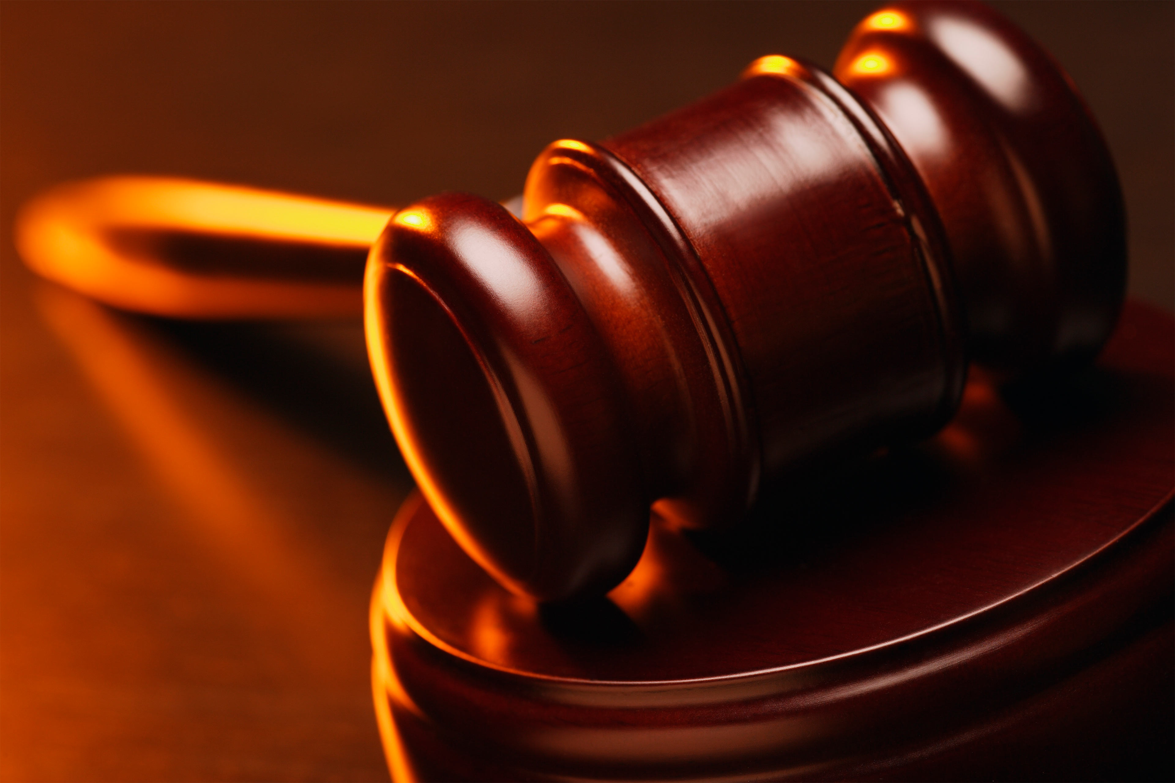 A photo of a gavel resting on its block.