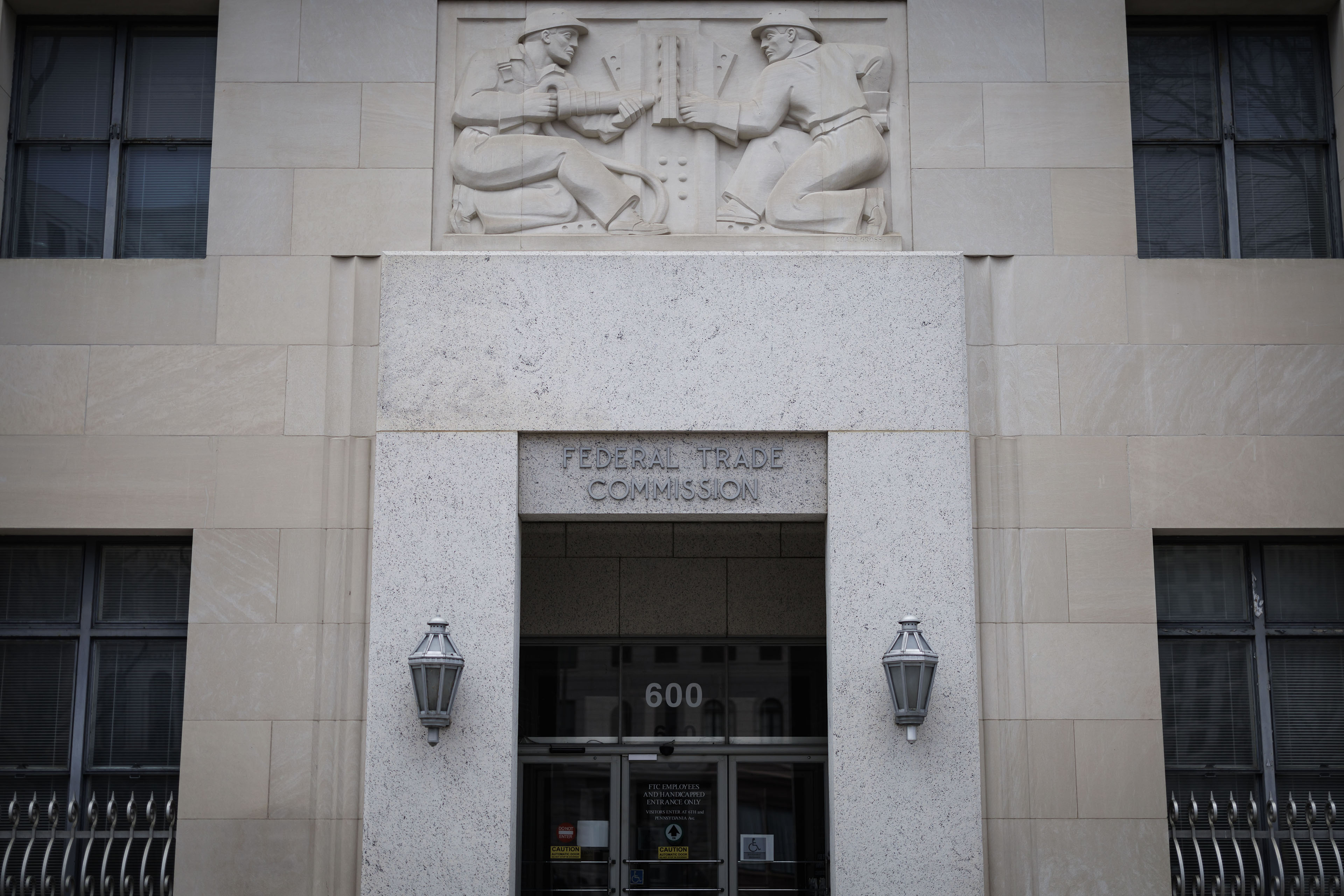 Signage outside the Federal Trade Commission headquarters in Washington, DC.