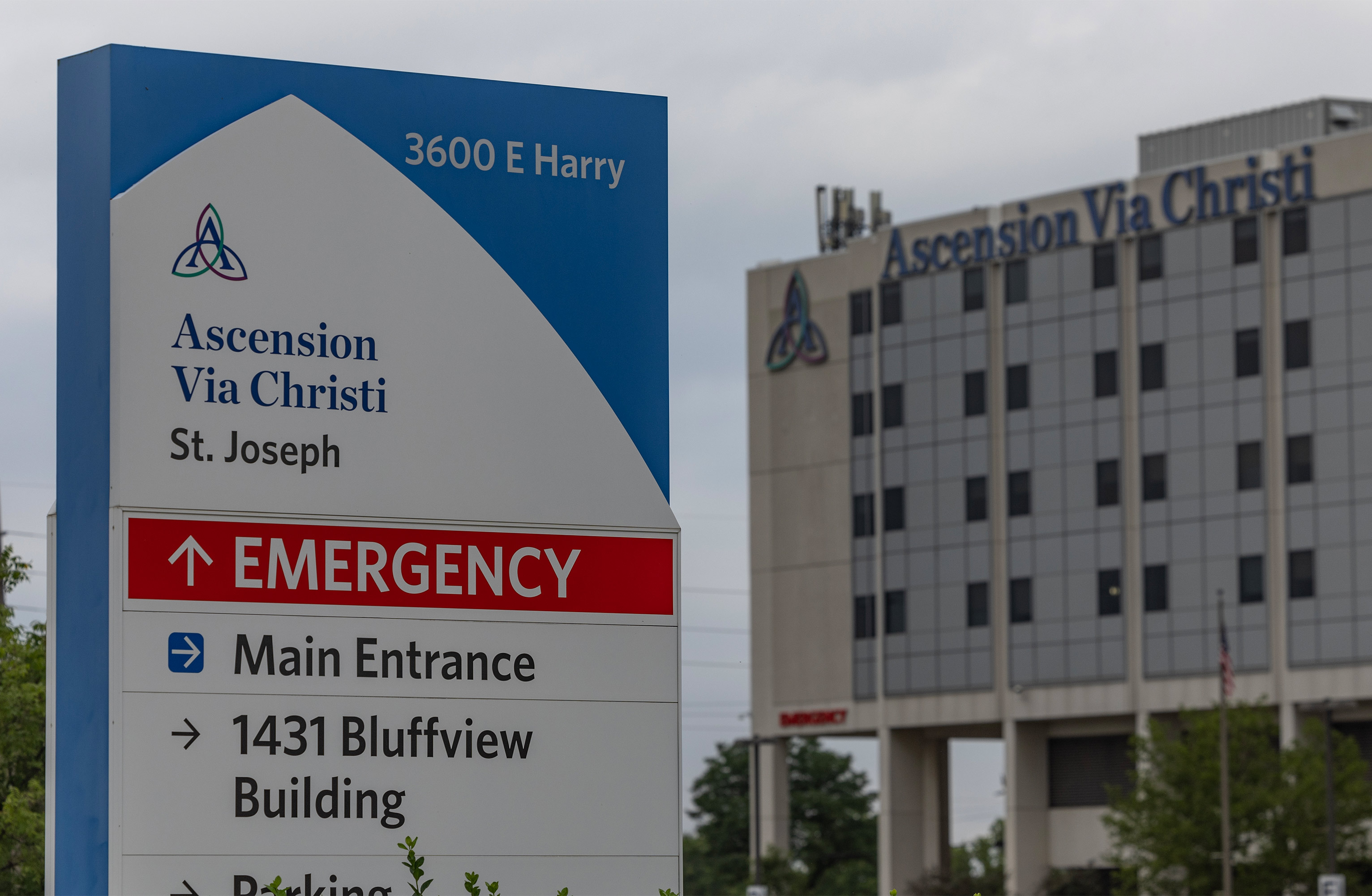 A photo of a sign in front of Ascension Via Christi St. Joseph.