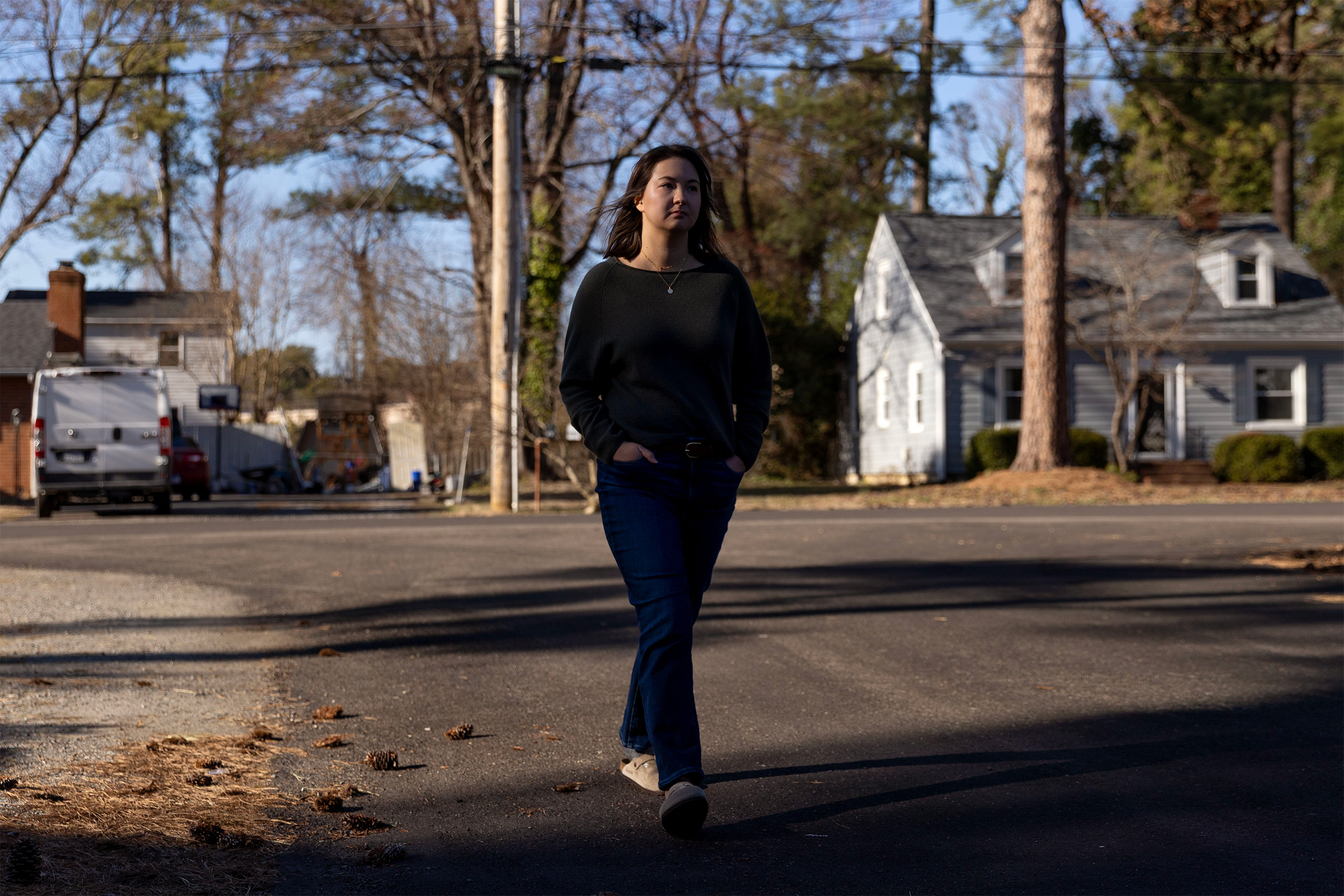 A photo of Sheldon Ekirch walking outside on the street.