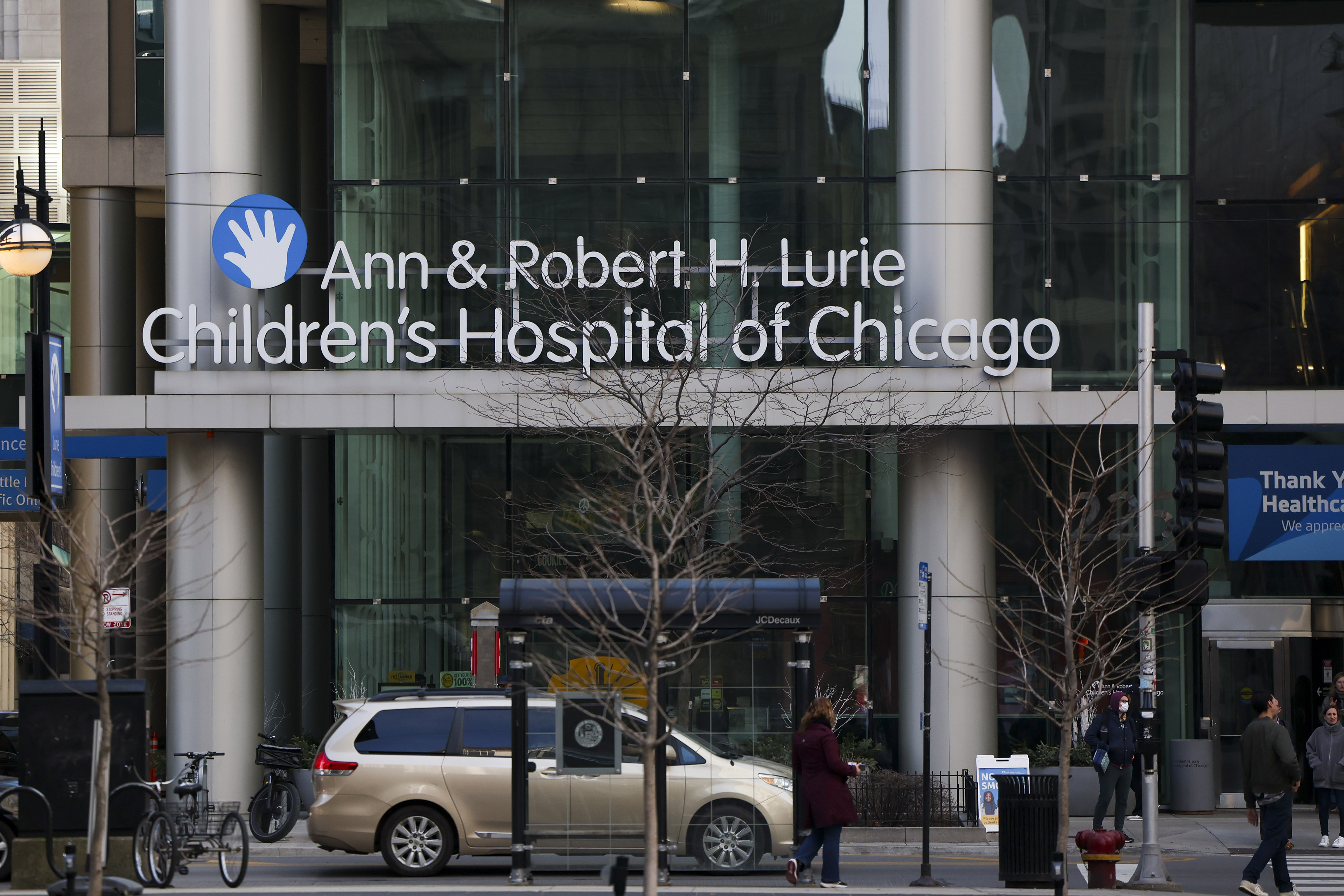 Street view of signage outside Lurie Children's Hospital in Chicago