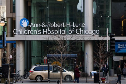 Street view of signage outside Lurie Children's Hospital in Chicago