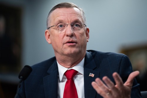A photo of VA Secretary Doug Collins testifying at a House Appropriations Subcommittee hearing.